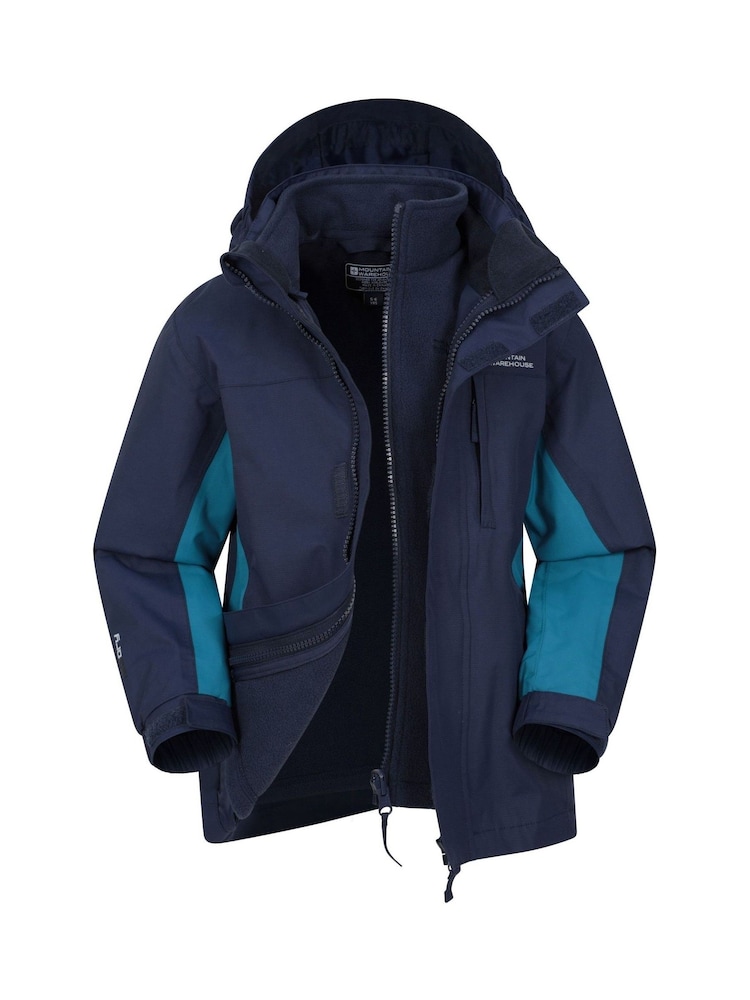 Mountain Warehouse Mid Blue Kids Cannonball 3 In 1 Waterproof Jacket - Image 5 of 5