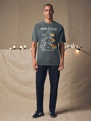 Charcoal Grey Wash Pink Floyd 100% Cotton Licence Christmas T-Shirt - Image 2 of 7