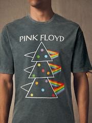 Charcoal Grey Wash Pink Floyd 100% Cotton Licence Christmas T-Shirt - Image 4 of 7