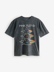 Charcoal Grey Wash Pink Floyd 100% Cotton Licence Christmas T-Shirt - Image 5 of 7
