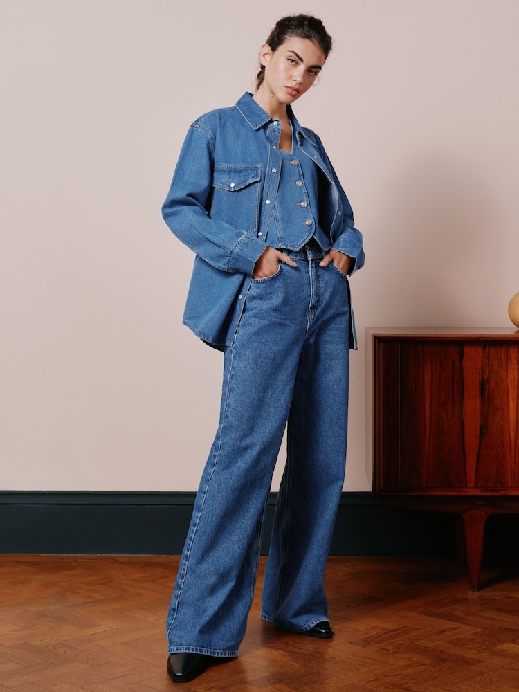 Albaray Blue Full Length Wide Leg Jeans - Image 1 of 4 Albaray Blue Full Length Wide Leg Jeans - Image 1 of 4