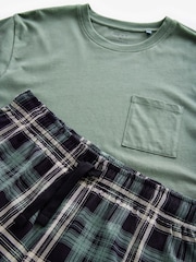 Sage Green Check 100% Cotton Check Pyjamas Shorts Set - Image 10 of 11