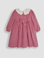 JoJo Maman Bébé Pink Floral Embroidered Smocked Cord Dress - Image 2 of 3