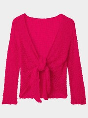 Joe Browns Pink Popcorn Knit Waterfall Tie Front Cardigan - Image 2 of 3