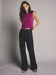 Pink Bright Sparkle Sleeveless Knitted Vest Tank Top - Image 2 of 8