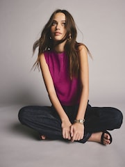 Pink Bright Sparkle Sleeveless Knitted Vest Tank Top - Image 4 of 8