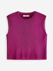 Pink Bright Sparkle Sleeveless Knitted Vest Tank Top - Image 5 of 8