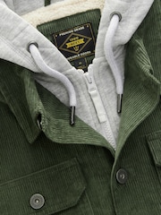 Green Hooded Corduroy Borg Lined Shacket - Image 10 of 11