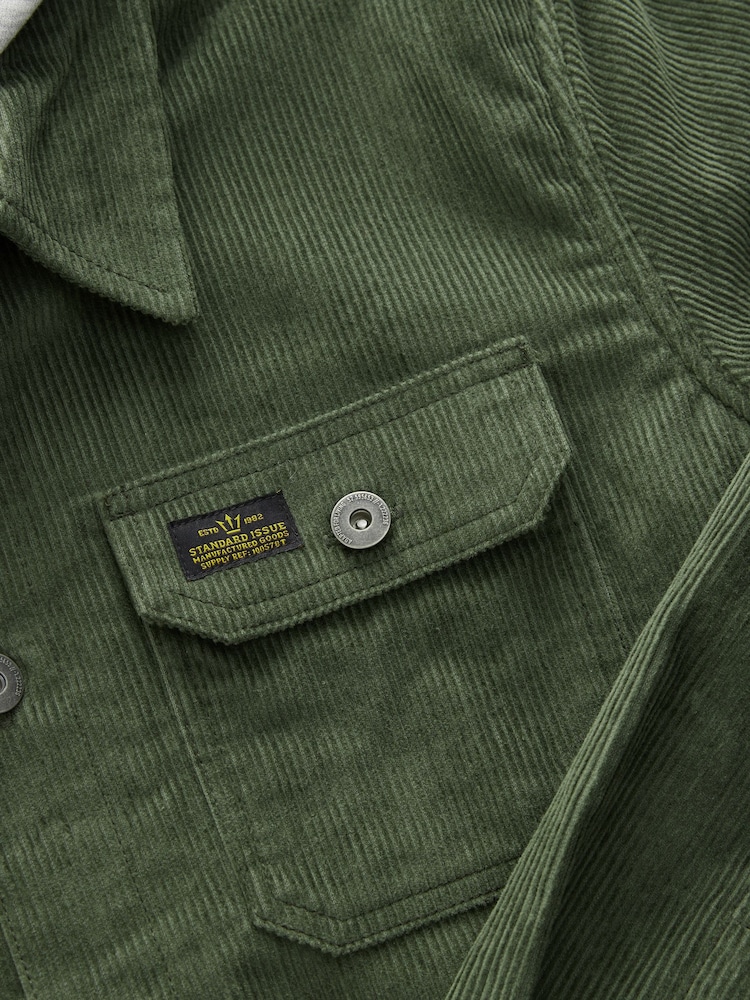 Green Hooded Corduroy Borg Lined Shacket - Image 11 of 11