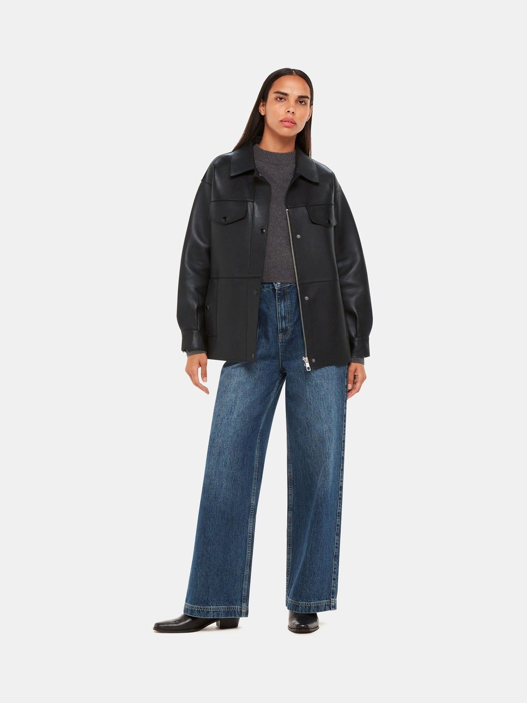 Buy Whistles Black Clean Bonded Leather Jacket from Next USA