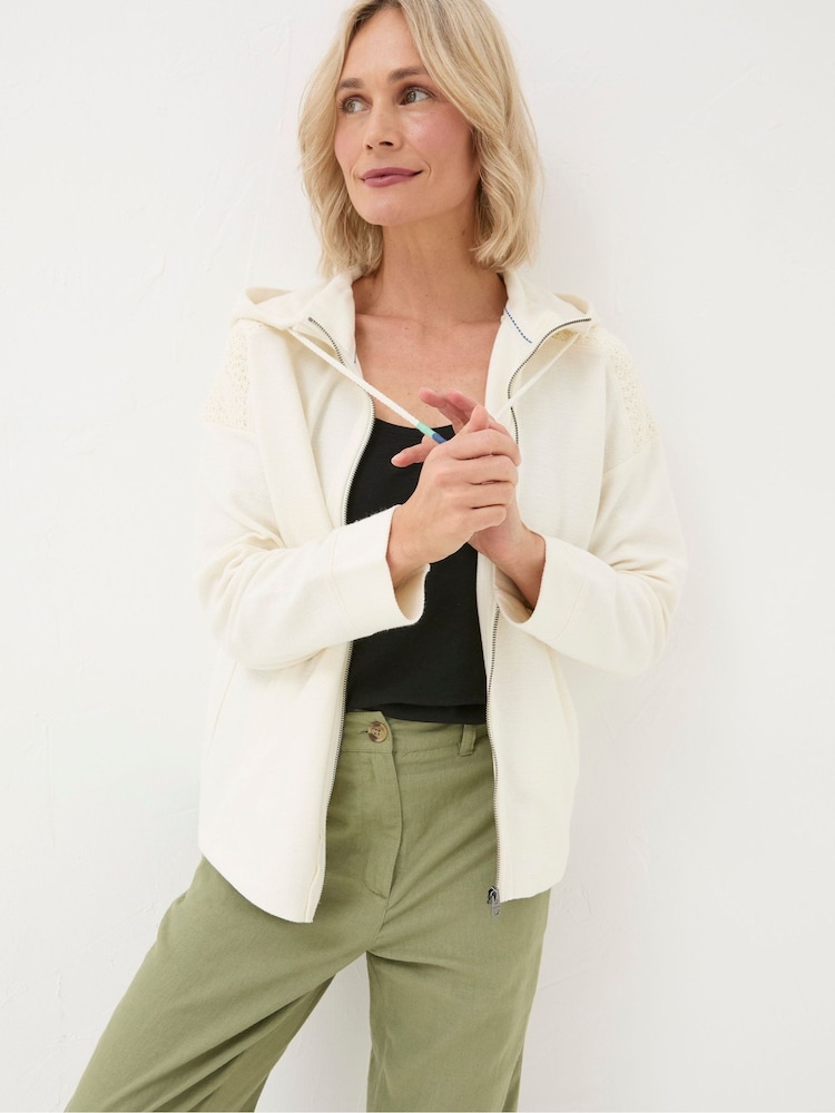 FatFace Layla Natural Zip Through Hoodie - Image 1 of 5