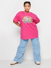 Pink - Yours Curve 100% Cotton Relaxed Drop Shoulder Rainbow Love T-Shirt - Bild 3 von 6