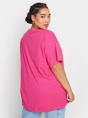 Pink - Yours Curve 100% Cotton Relaxed Drop Shoulder Rainbow Love T-Shirt - Bild 4 von 6