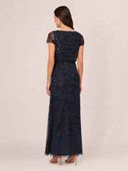 Adrianna Papell Blue Blouson Beaded Long Dress - Image 2 of 7