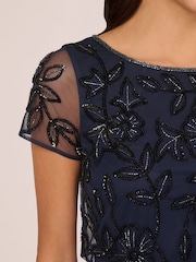 Adrianna Papell Blue Blouson Beaded Long Dress - Image 4 of 7