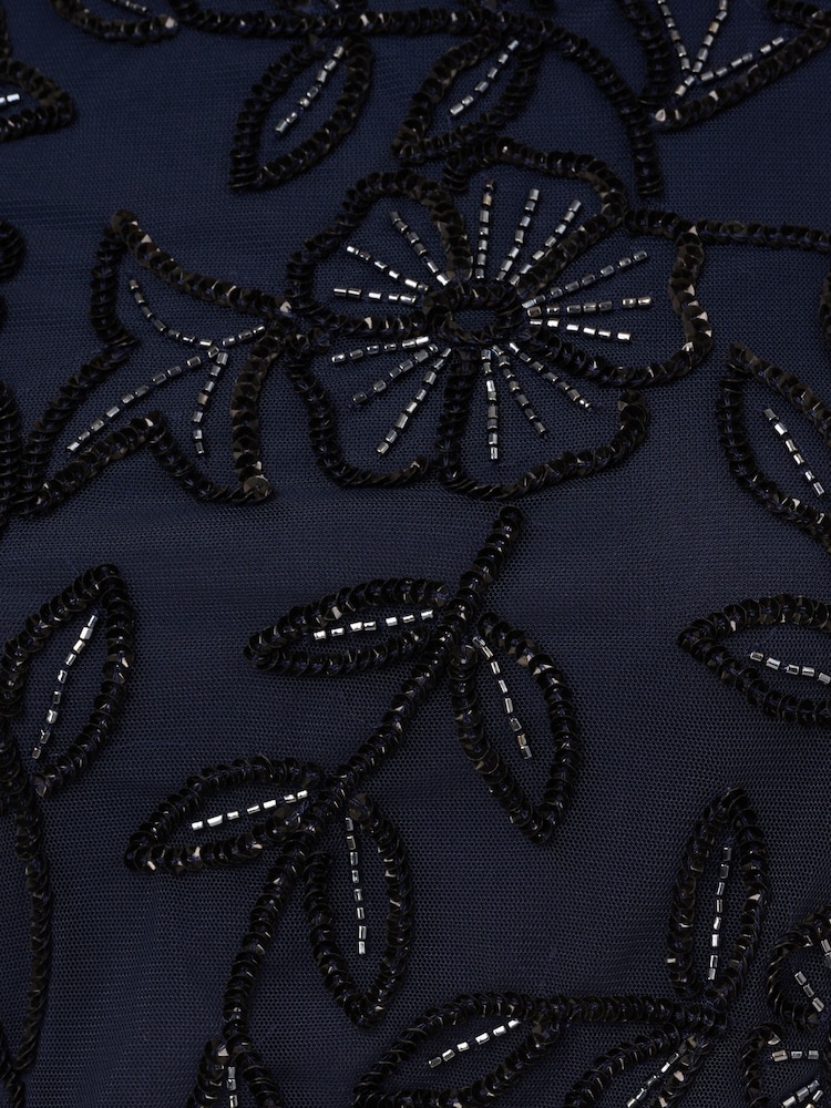 Adrianna Papell Blue Blouson Beaded Long Dress - Image 7 of 7