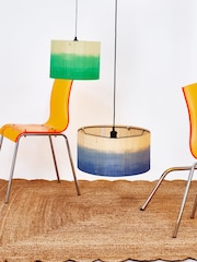Oliver Bonas Blue Ena Ombre Bamboo Drum Lamp Shade - Image 1 of 3