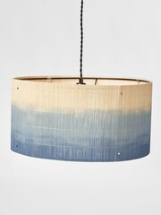 Oliver Bonas Blue Ena Ombre Bamboo Drum Lamp Shade - Image 3 of 3