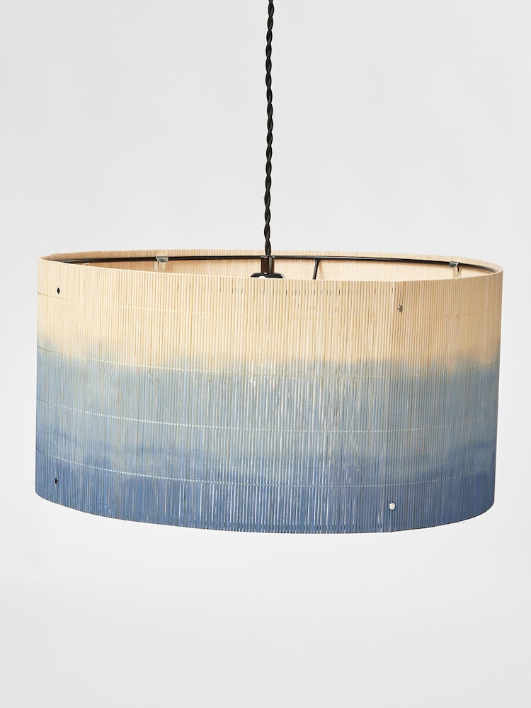 Oliver Bonas Blue Ena Ombre Bamboo Drum Lamp Shade - Image 3 of 3