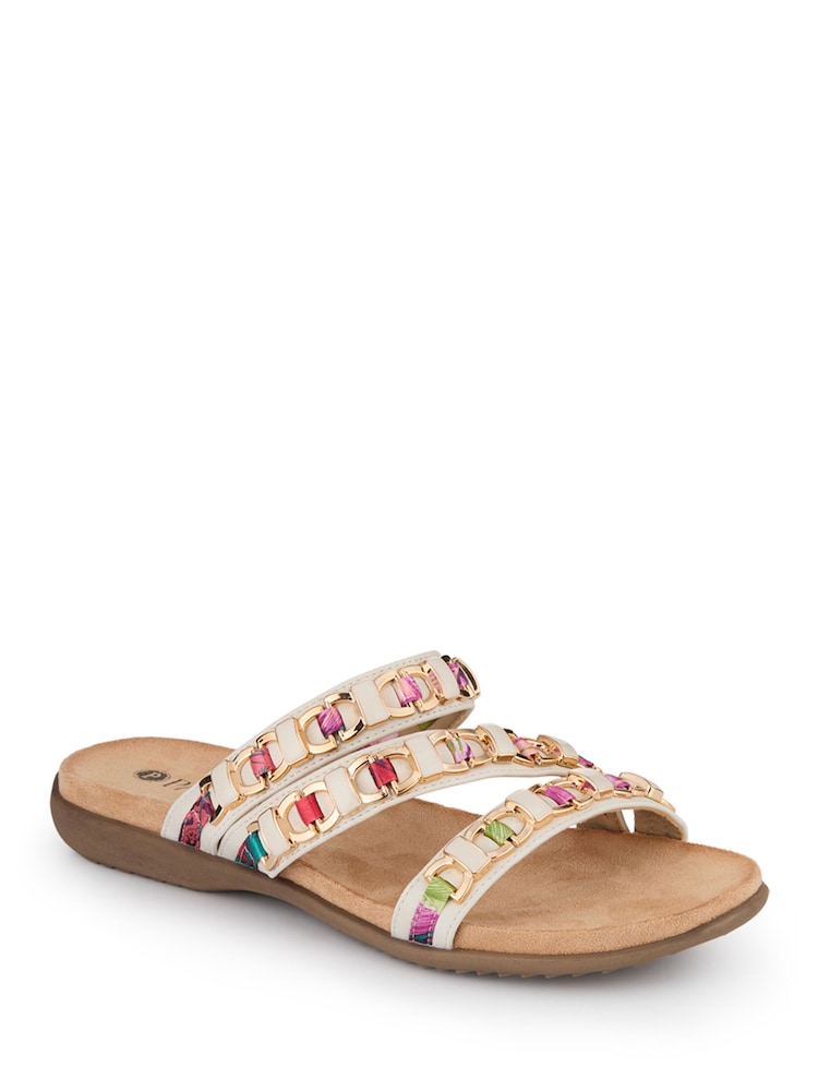 Pavers White Triple-Strapped Mules - Image 1 of 5 Pavers White Triple-Strapped Mules - Image 1 of 5