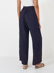 Crew Clothing Company Blue Spot Print Wide Leg 100% Cotton Trousers - Image 2 of 4