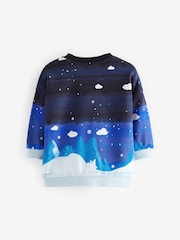 Navy Reindeer Scene Christmas Crew Neck 100% Cotton Sweatshirt (3mths-7yrs) - Image 4 of 7