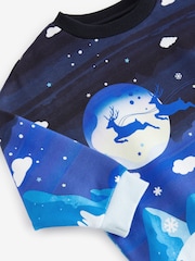 Navy Reindeer Scene Christmas Crew Neck 100% Cotton Sweatshirt (3mths-7yrs) - Image 6 of 7