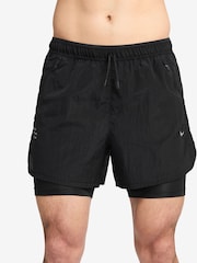 Nike Black Dri-FIT Stride Running Division 5 inch 2 in 1 Running Shorts - Image 1 of 5