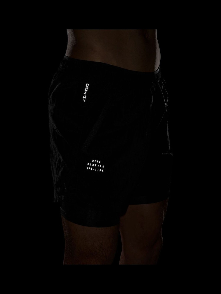 Nike Black Dri-FIT Stride Running Division 5 inch 2 in 1 Running Shorts - Image 5 of 5