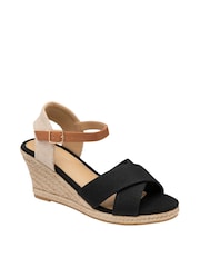 Dunlop Black Wedges Open Toe Sandals - Image 1 of 4