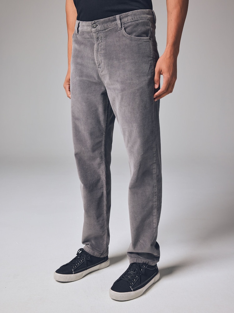 Grey Mid Regular Fit Corduroy 5 Pocket Trousers - Image 1 of 12