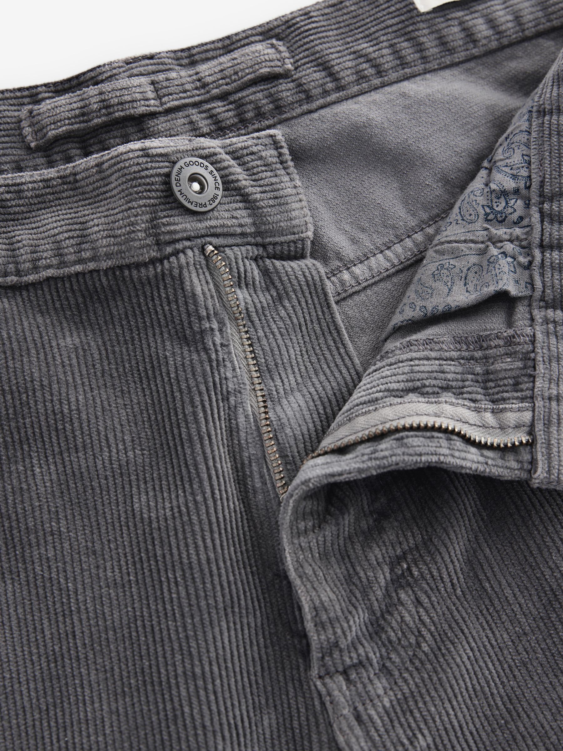 Buy Grey Mid Regular Fit Corduroy 5 Pocket Trousers from Next USA