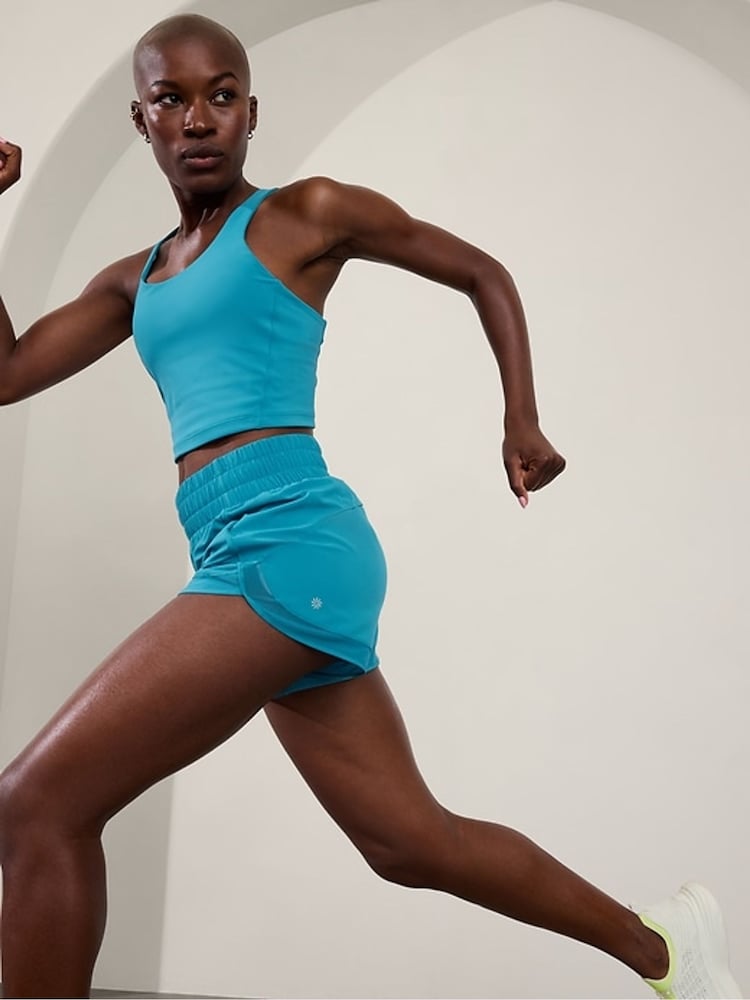 Athleta Blue Mesh High Waisted 3"  Running Shorts - Image 2 of 2