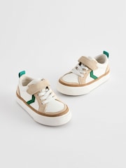 White/Green Standard Fit (F) Touch Fastening Chevron Trainers - Image 1 of 6