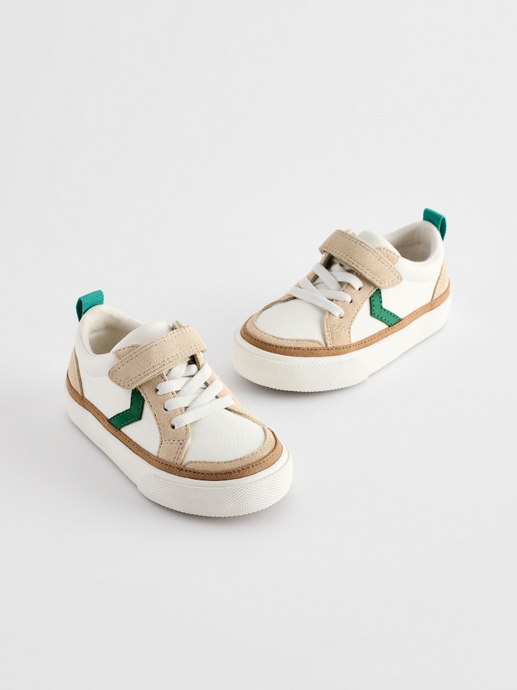 White/Green Standard Fit (F) Touch Fastening Chevron Trainers - Image 1 of 6
