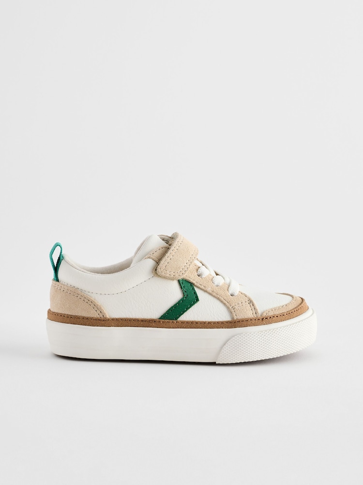 White/Green Standard Fit (F) Touch Fastening Chevron Trainers - Image 2 of 6