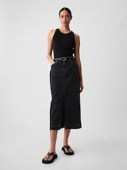 Gap Black Denim Midi Skirt - Image 1 of 5