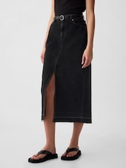 Gap Black Denim Midi Skirt - Image 2 of 5