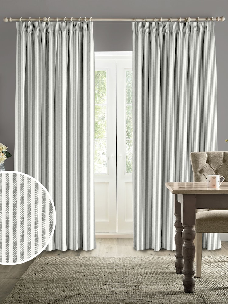 Sophie Allport Grey Stamford Stripe Made to Measure Curtains - Image 1 of 6