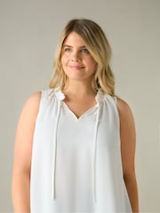 Live Unlimited White Curve Ruffle Neck Blouse - Image 2 of 4