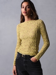 Green Slash Neck Long Sleeve Lace Top - Image 3 of 6