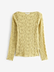 Green Slash Neck Long Sleeve Lace Top - Image 5 of 6