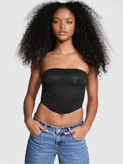 Victoria's Secret PINK Black Lace Strapless Corset Top - Image 1 of 3