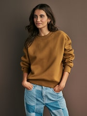 Ochre Yellow Heavyweight Soft Touch Crew Neck Sweatshirt - Image 1 of 7