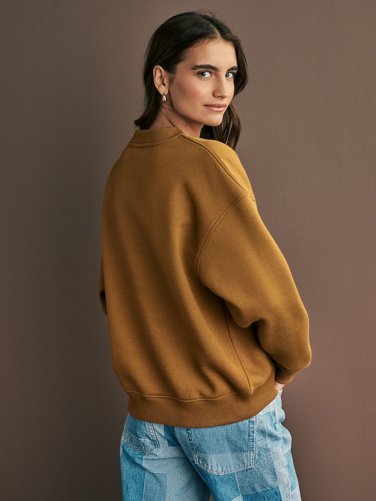 Ochre Yellow Heavyweight Soft Touch Crew Neck Sweatshirt - Image 2 of 7 Ochre Yellow Heavyweight Soft Touch Crew Neck Sweatshirt - Image 2 of 7
