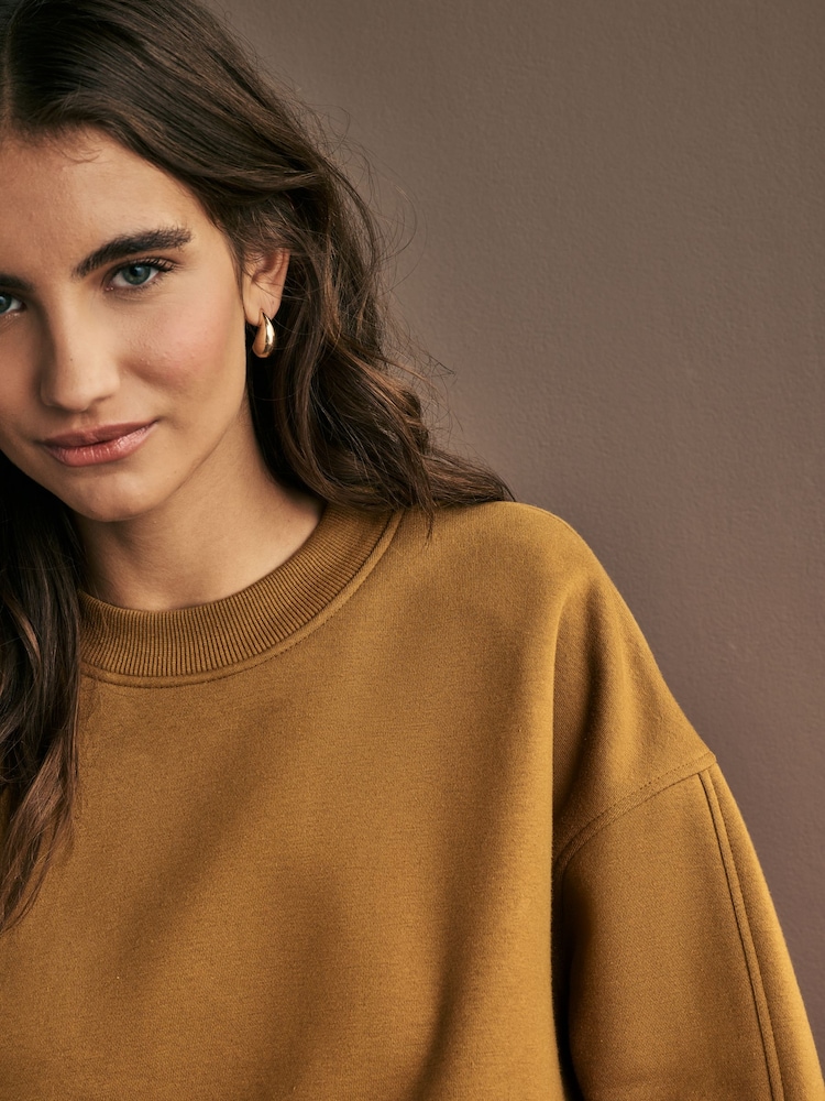 Ochre Yellow Heavyweight Soft Touch Crew Neck Sweatshirt - Image 4 of 7