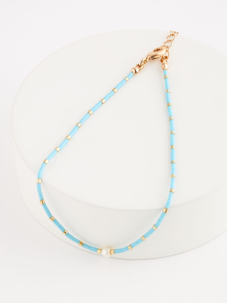 Blue Beaded Anklet - Image 1 of 4