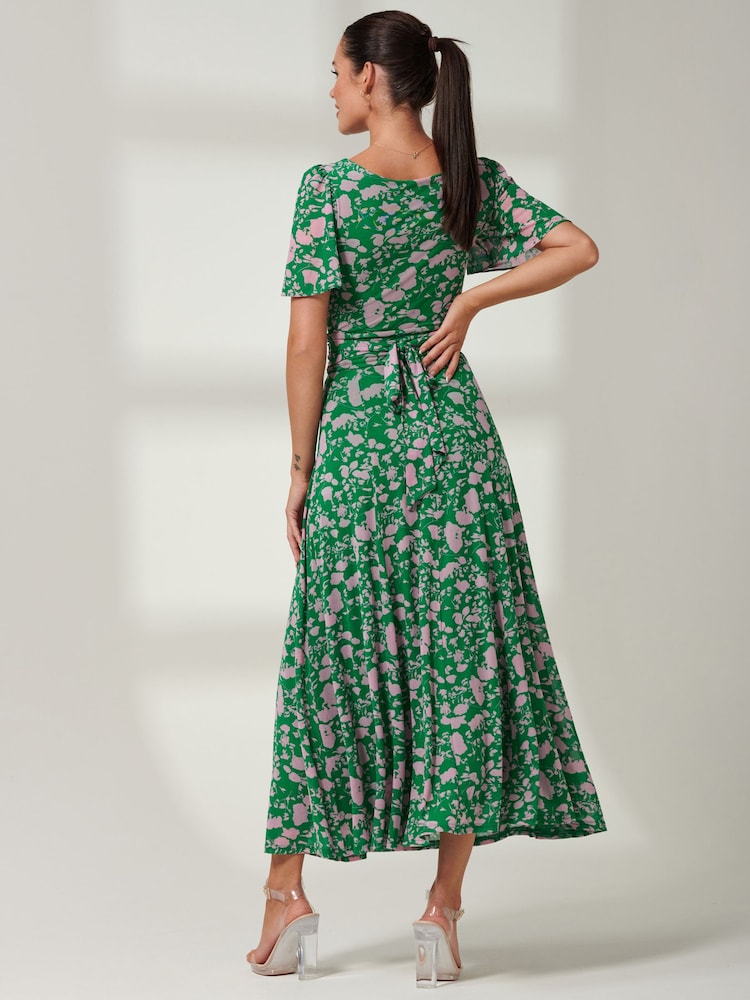 Jolie Moi Green Paityn Angel Sleeve Mesh Maxi Dress - Image 2 of 6