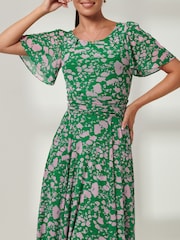 Jolie Moi Green Paityn Angel Sleeve Mesh Maxi Dress - Image 3 of 6