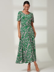 Jolie Moi Green Paityn Angel Sleeve Mesh Maxi Dress - Image 6 of 6